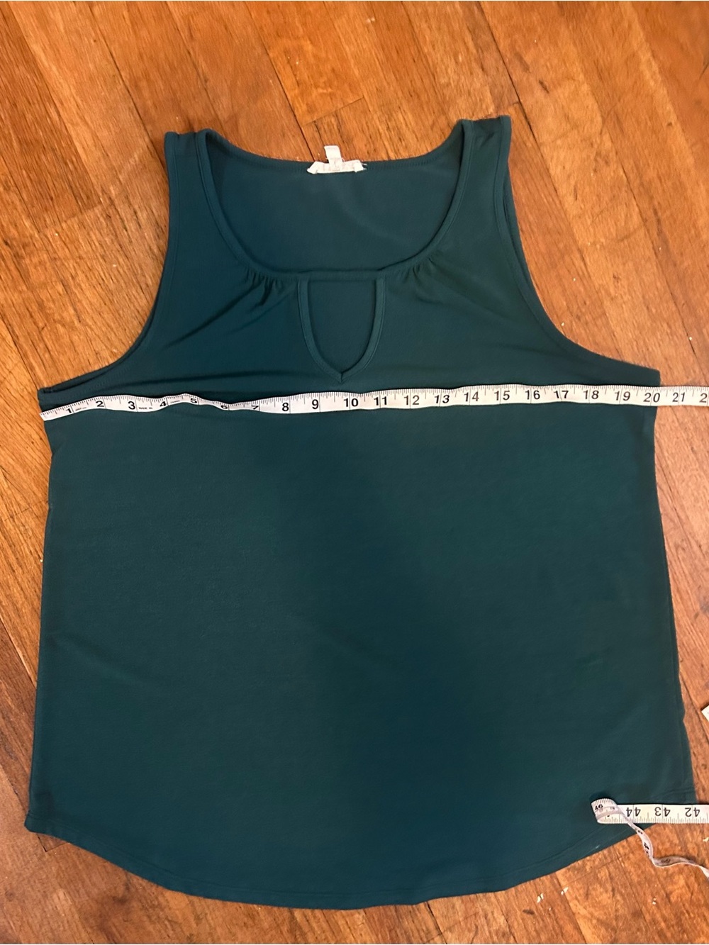 Maurice Teal Sleeveless Top Large Keyhole